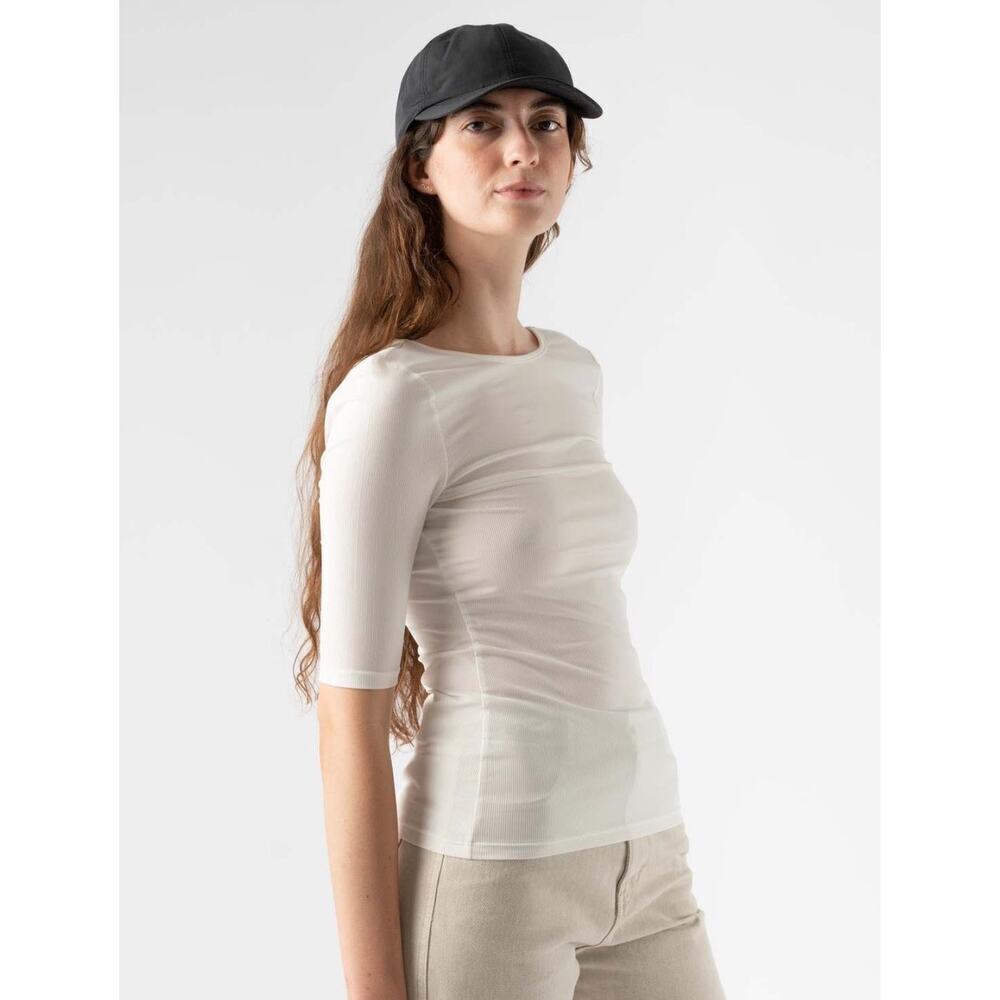 AMOMENTO White Ribbed Cut-out Back T-Shirt - Picture 9 of 10